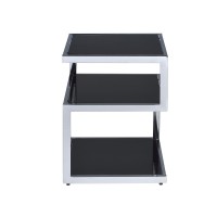 Alyea End Table, Chrome & Black Glass