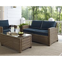 Bradenton Outdoor Wicker Loveseat Navy/Weathered Brown