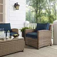 Bradenton Outdoor Wicker Armchair Navy/Weathered Brown