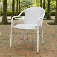 Palm Harbor 4Pc Outdoor Wicker Stackable Chair Set White - 4 Stackable Chairs