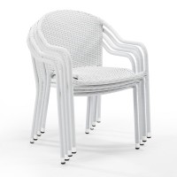 Palm Harbor 4Pc Outdoor Wicker Stackable Chair Set White - 4 Stackable Chairs
