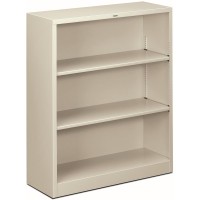 Hon Brigade Steel Bookcase | 3 Shelves | 34-1/2W | Light Gray Finish - 41 Height X 34.5 Width X 12.6 Depth - Adjustable Shelf, Reinforced, Welded, Durable, Compact - Steel