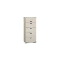 Hon Brigade 600 Series Lateral File | 5 Drawers | Polished Aluminum Pull | 30W X 19-1/4D X 67H | Light Gray Finish