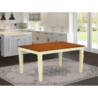 Weston Rectangular Dining Table With 18 In Butterfly Leaf In Buttermilk And Cherry Finish
