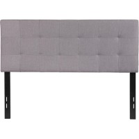 Bedford Tufted Upholstered Full Size Headboard In Light Gray Fabric