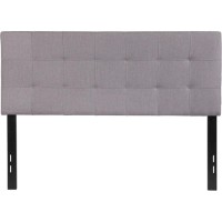 Bedford Tufted Upholstered Full Size Headboard In Light Gray Fabric