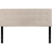 Bedford Tufted Upholstered Queen Size Headboard In Beige Fabric
