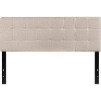 Bedford Tufted Upholstered Queen Size Headboard In Beige Fabric