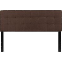 Bedford Tufted Upholstered Queen Size Headboard In Dark Brown Fabric