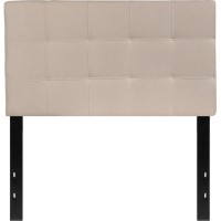 Bedford Tufted Upholstered Twin Size Headboard In Beige Fabric