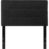 Bedford Tufted Upholstered Twin Size Headboard In Black Fabric