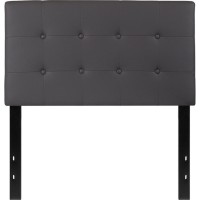 Lennox Tufted Upholstered Twin Size Headboard In Gray Vinyl