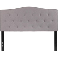 Cambridge Tufted Upholstered Full Size Headboard In Light Gray Fabric