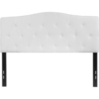 Cambridge Tufted Upholstered Full Size Headboard In White Fabric
