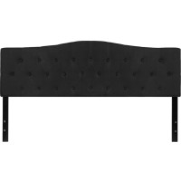 Cambridge Tufted Upholstered King Size Headboard In Black Fabric