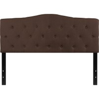 Cambridge Tufted Upholstered Queen Size Headboard In Dark Brown Fabric