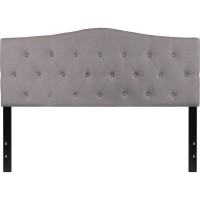 Cambridge Tufted Upholstered Queen Size Headboard In Light Gray Fabric