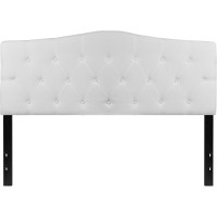 Cambridge Tufted Upholstered Queen Size Headboard In White Fabric