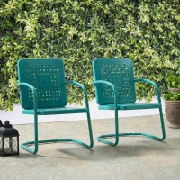 Bates 2Pc Outdoor Metal Armchair Set Turquoise - 2 Armchairs