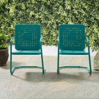 Bates 2Pc Outdoor Metal Armchair Set Turquoise - 2 Armchairs