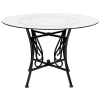 Princeton 45'' Round Glass Dining Table With Black Metal Frame