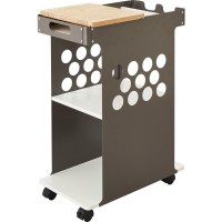 Safco Mini Rolling Storage Cart - 2 Shelf - 4 Casters - Bamboo - X 14 Width X 24 Depth X 34 Height - White - 1 Each