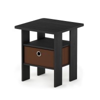 Andrey End Table Nightstand With Bin Drawer, Americano/Medium Brown,