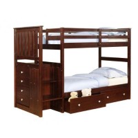Twin/Full Mission Stairway Bunk Bed With Dual Underbed Drawers