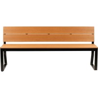 Lorell Teak Outdoor Bench With Backrest - Teak Faux Wood Seat - Teak Faux Wood Back - 1 Each