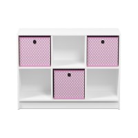 Furinno Basic 3X2 Bookcase Storage W/Bins, White/Pink, 99940Wh/Lpi