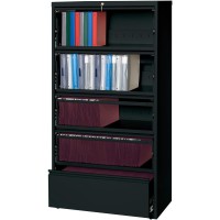 Lorell Receding Lateral File With Roll Out Shelves - 5-Drawer - 36 X 18.6 X 69 - 5 X Drawer(S) For File - Legal, Letter, A4 - Leveling Glide, Ball-Bearing Suspension, Interlocking, Heavy Duty, Rece