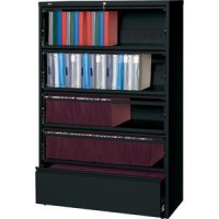 Lorell Receding Lateral File With Roll Out Shelves - 5-Drawer - 42 X 18.6 X 68.8 - 5 X Drawer(S) For File - Letter, A4, Legal - Interlocking, Heavy Duty, Ball-Bearing Suspension, Leveling Glide, Re