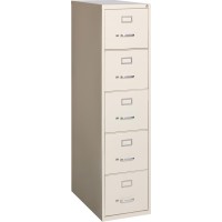Lorell Commercial Grade Vertical File Cabinet - 5-Drawer - 15 X 26.5 X 61 - 5 X Drawer(S) For File - Letter - Vertical - Ball-Bearing Suspension, Heavy Duty, Security Lock - Putty - Steel - Recycle