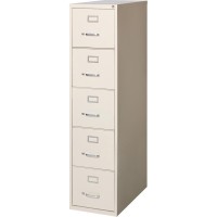Lorell Commercial Grade Vertical File Cabinet - 5-Drawer - 15 X 26.5 X 61 - 5 X Drawer(S) For File - Letter - Vertical - Ball-Bearing Suspension, Heavy Duty, Security Lock - Putty - Steel - Recycle