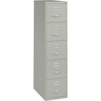 Lorell Commercial Grade Vertical File Cabinet - 5-Drawer - 15 X 26.5 X 61 - 5 X Drawer(S) For File - Letter - Vertical - Security Lock, Ball-Bearing Suspension, Heavy Duty - Light Gray - Steel - Re