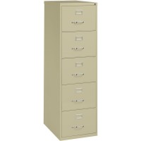 Lorell Commercial Grade Vertical File Cabinet - 5-Drawer - 18 X 26.5 X 61 - 5 X Drawer(S) For File - Legal - Vertical - Ball-Bearing Suspension, Security Lock, Heavy Duty - Putty - Steel - Recycled