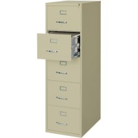 Lorell Commercial Grade Vertical File Cabinet - 5-Drawer - 18 X 26.5 X 61 - 5 X Drawer(S) For File - Legal - Vertical - Ball-Bearing Suspension, Security Lock, Heavy Duty - Putty - Steel - Recycled