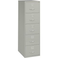 Lorell Commercial Grade Vertical File Cabinet - 5-Drawer - 18 X 26.5 X 61 - 5 X Drawer(S) For File - Legal - Vertical - Security Lock, Heavy Duty, Ball-Bearing Suspension - Light Gray - Steel - Rec