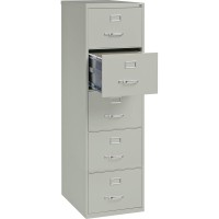 Lorell Commercial Grade Vertical File Cabinet - 5-Drawer - 18 X 26.5 X 61 - 5 X Drawer(S) For File - Legal - Vertical - Security Lock, Heavy Duty, Ball-Bearing Suspension - Light Gray - Steel - Rec