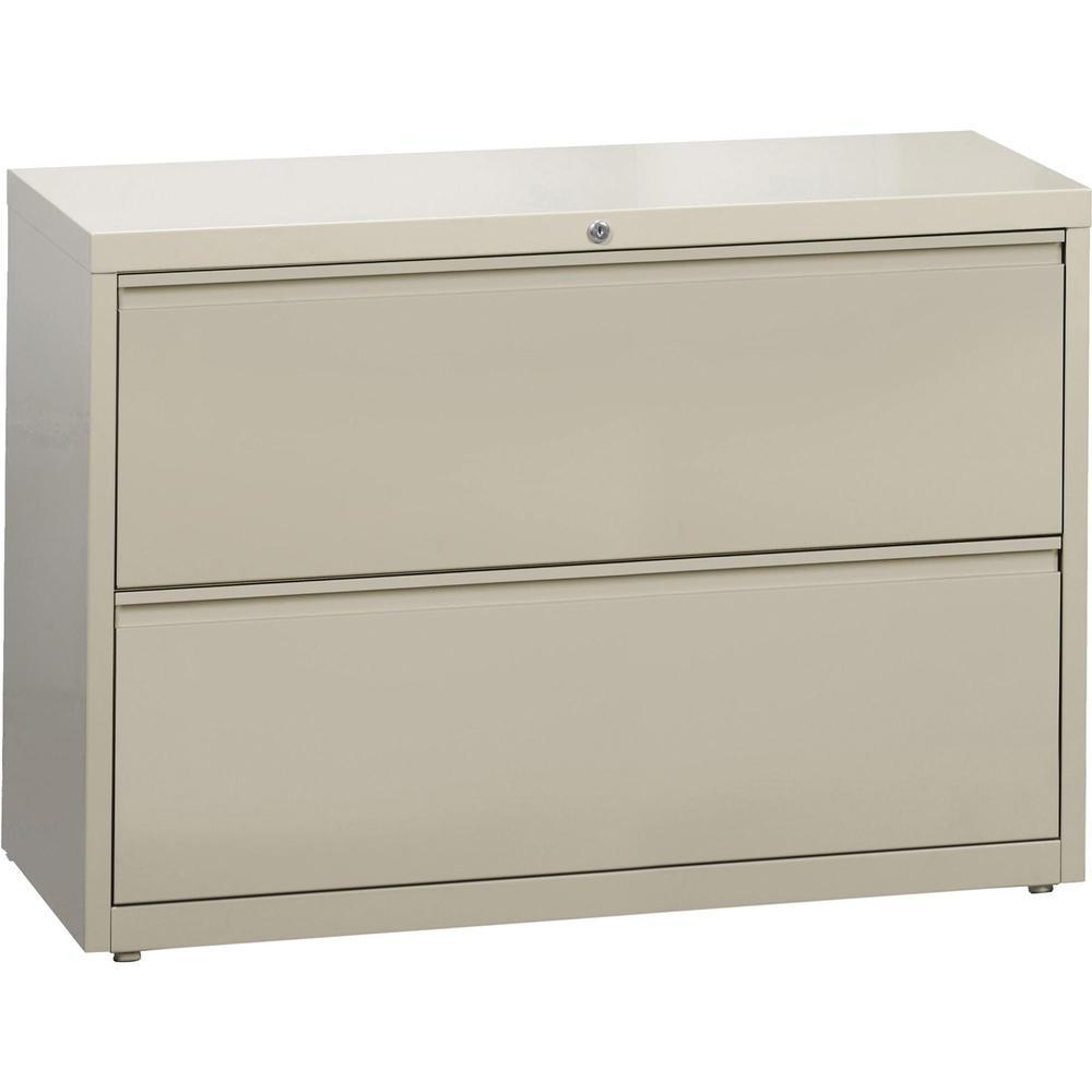 Lorell Lateral File - 2-Drawer - 42 X 18.6 X 28.1 - 2 X Drawer(S) For File - Legal, Letter, A4 - Lateral - Rust Proof, Leveling Glide, Ball-Bearing Suspension, Interlocking, Label Holder - Putty -