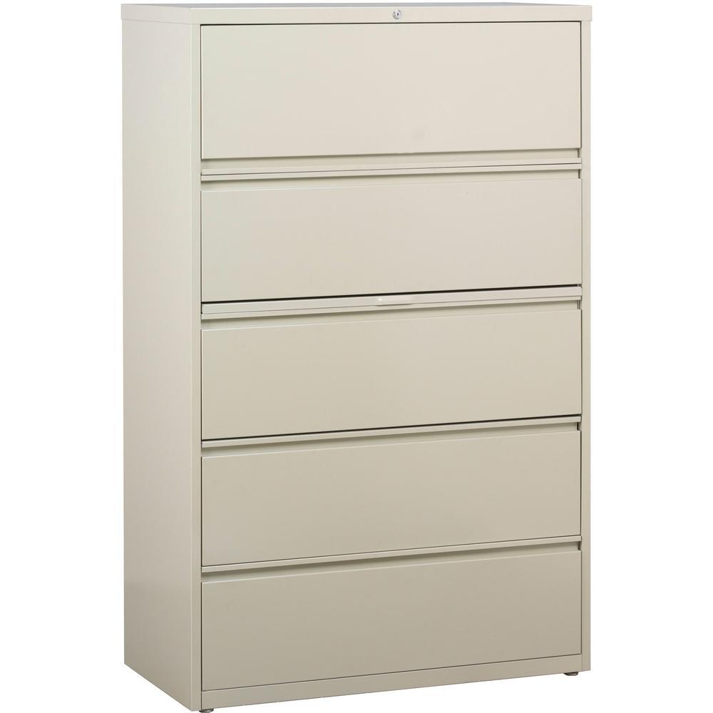 Lorell Lateral File - 5-Drawer - 36 X 18.6 X 67.7 - 5 X Drawer(S) For File - Legal, Letter, A4 - Lateral - Rust Proof, Leveling Glide, Interlocking, Ball-Bearing Suspension, Label Holder - Putty -