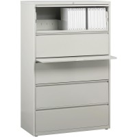Lorell Lateral File - 5-Drawer - 36 X 18.6 X 67.7 - 5 X Drawer(S) For File - Legal, Letter, A4 - Lateral - Rust Proof, Leveling Glide, Interlocking, Ball-Bearing Suspension, Label Holder - Light Gr