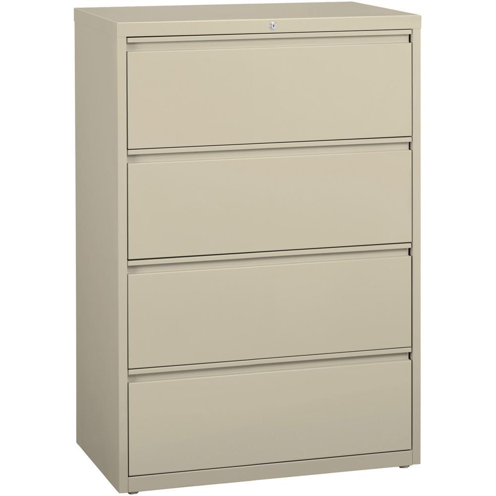 Lorell Lateral File - 4-Drawer - 36 X 18.6 X 52.5 - 4 X Drawer(S) For File - Legal, Letter, A4 - Lateral - Rust Proof, Leveling Glide, Interlocking, Ball-Bearing Suspension, Label Holder - Putty -
