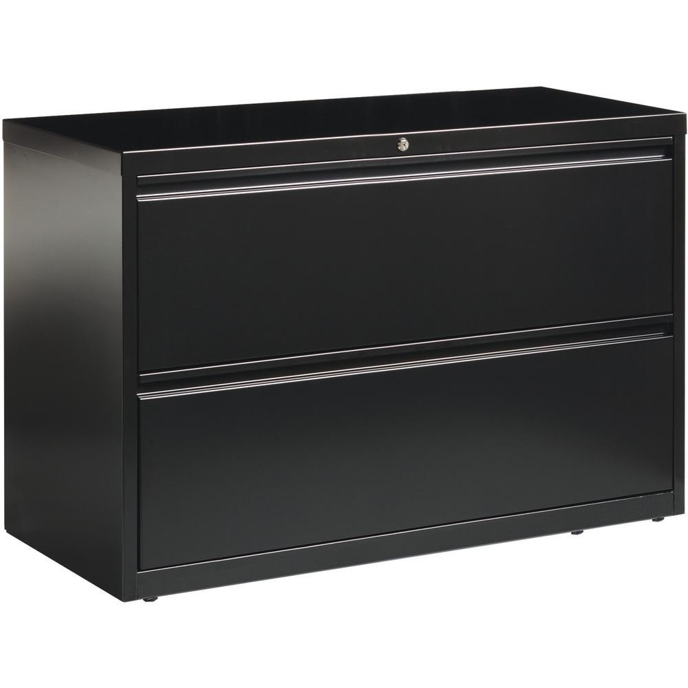 Lorell Lateral Files - 2-Drawer - 42 X 18.6 X 28.1 - 2 X Drawer(S) For File - Letter, Legal, A4 - Lateral - Interlocking, Leveling Glide, Ball-Bearing Suspension, Label Holder - Black - Recycled