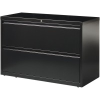 Lorell Lateral Files - 2-Drawer - 42 X 18.6 X 28.1 - 2 X Drawer(S) For File - Letter, Legal, A4 - Lateral - Interlocking, Leveling Glide, Ball-Bearing Suspension, Label Holder - Black - Recycled