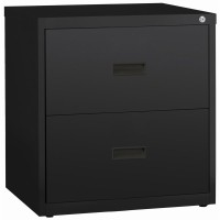 Lorell Lateral File - 2-Drawer - 30 X 18.6 X 28.1 - 2 X Drawer(S) For File - A4, Letter, Legal - Interlocking, Ball-Bearing Suspension, Adjustable Glide, Locking Drawer - Black - Steel - Recycled
