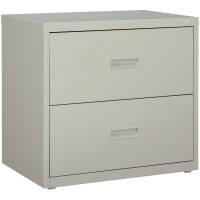 Lorell Lateral File - 2-Drawer - 30 X 18.6 X 28.1 - 2 X Drawer(S) For File - A4, Letter, Legal - Interlocking, Ball-Bearing Suspension, Adjustable Glide - Light Gray - Steel - Recycled