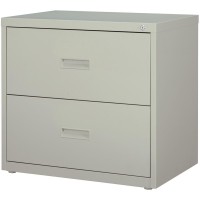 Lorell Lateral File - 2-Drawer - 30 X 18.6 X 28.1 - 2 X Drawer(S) For File - A4, Letter, Legal - Interlocking, Ball-Bearing Suspension, Adjustable Glide - Light Gray - Steel - Recycled