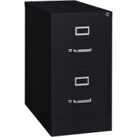 Lorell Vertical File - 2-Drawer - 15 X 25 X 28.4 - 2 X Drawer(S) For File - Letter - Vertical - Security Lock, Ball-Bearing Suspension, Heavy Duty - Black - Steel - Recycled