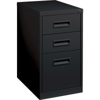 Lorell Box/Box/File Mobile Pedestal Files - 3-Drawer - 15 X 22 X 27.8 - 3 X Drawer(S) For Box, File - Letter - Security Lock, Ball-Bearing Suspension - Black - Powder Coated - Steel - Recycled